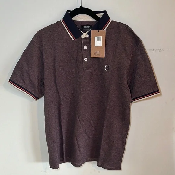 NWT-Classic Brown Polo Shirt with Embroidered Detail - Picture 1 of 10